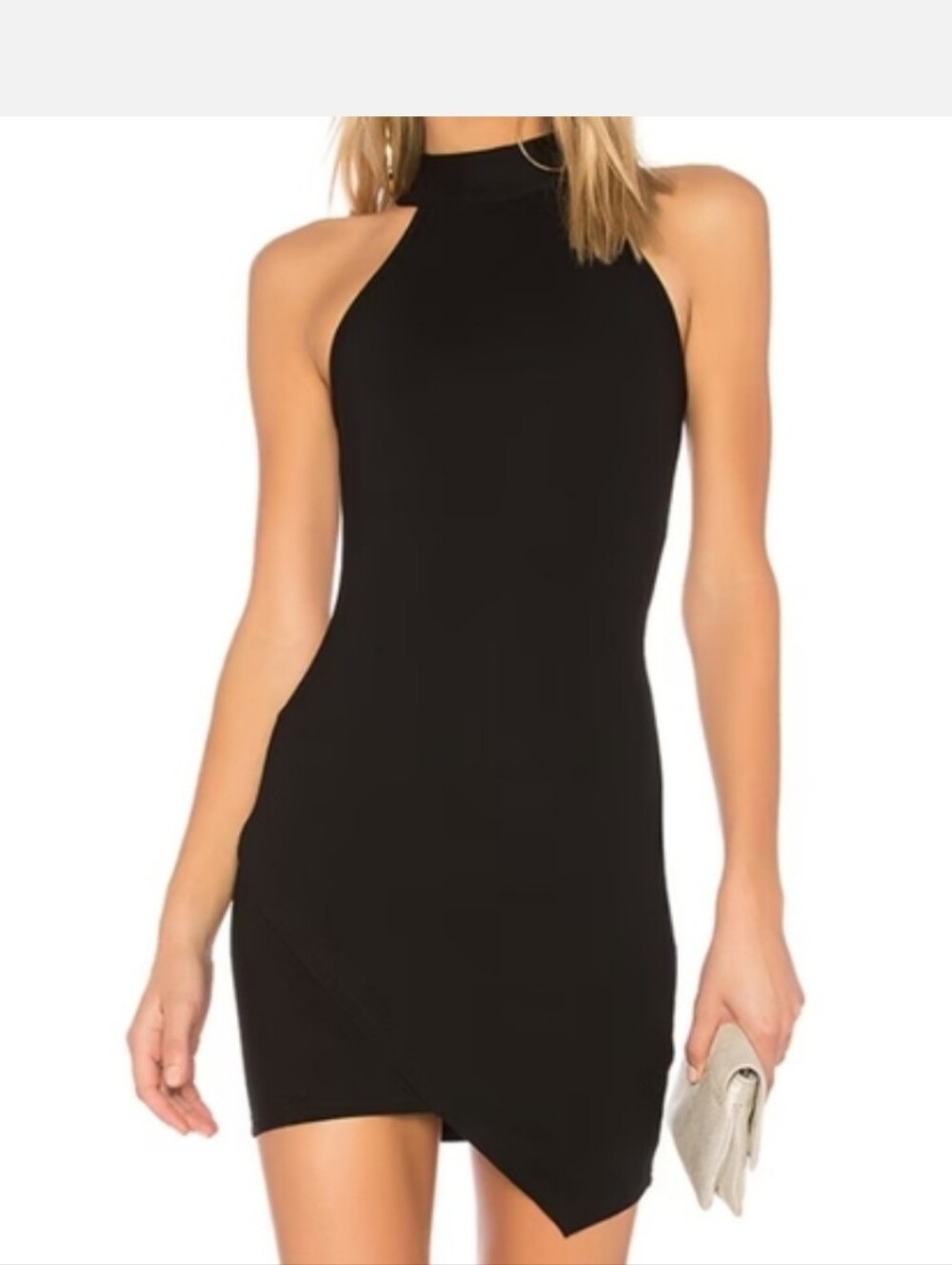 superdown Black Halter Neck Asymmetric Mini Dress
